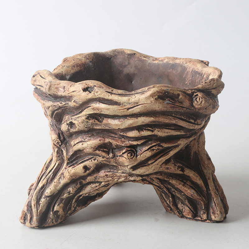 Maceta para Suculentas con Diseño de Raíz de Árbol en Cemento - Para Micro Paisajes, al por Mayor