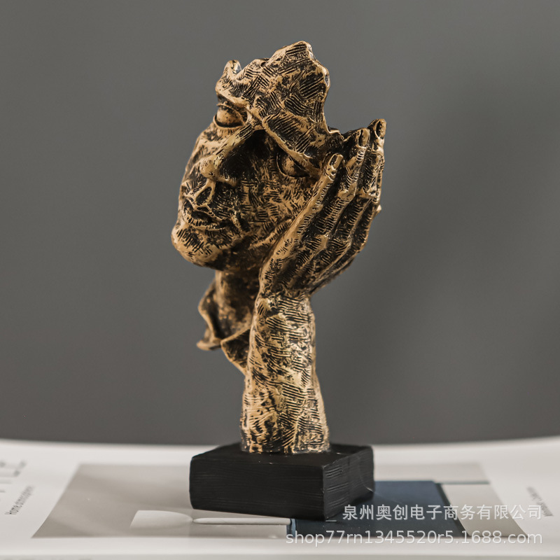 Arte abstracto sala de estar lujosa decoración de oficina silenciosa es escultura de oro portail armario decoración de escritorio para el hogar