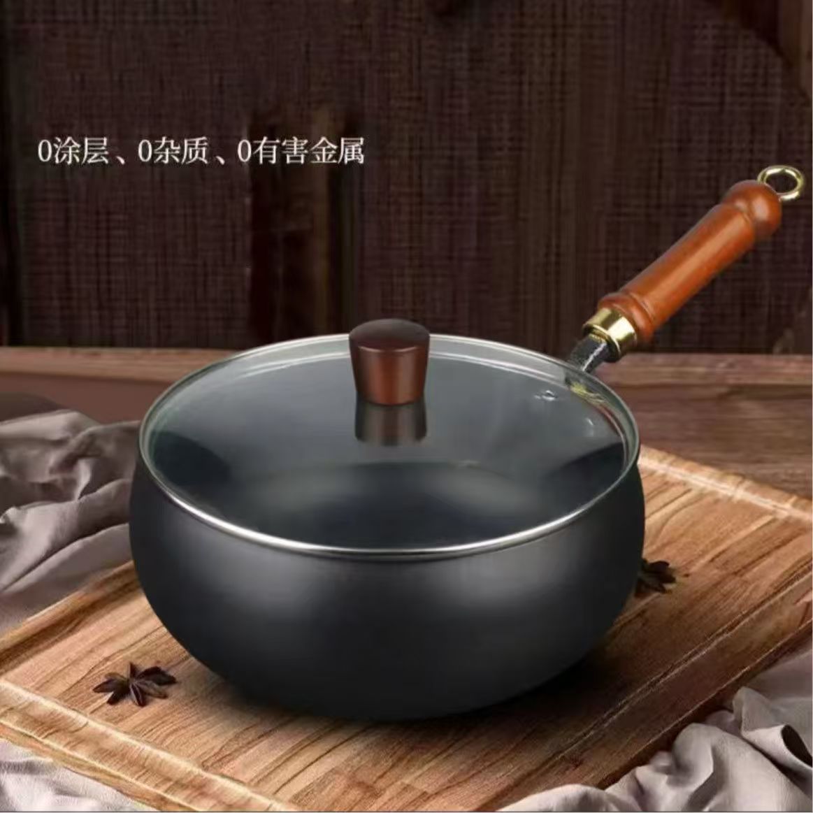 28cm marteau pour frapper le couvercle en verre à une seule casserole / Pot à gros ventre
