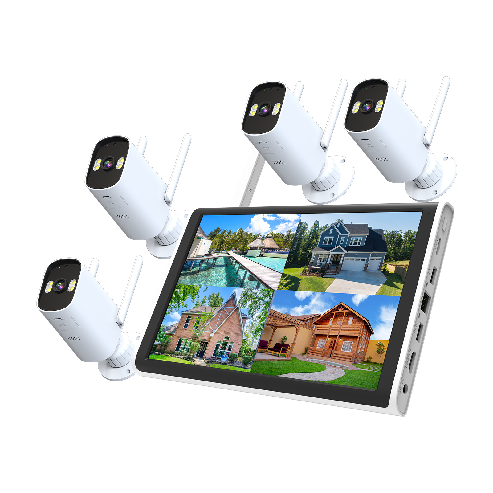 Monitoreo inalámbrico transfronterizo NVR con paquete de pantalla 10.1 pulgadas fábrica icsee paquete de monitor de cámara de pistola