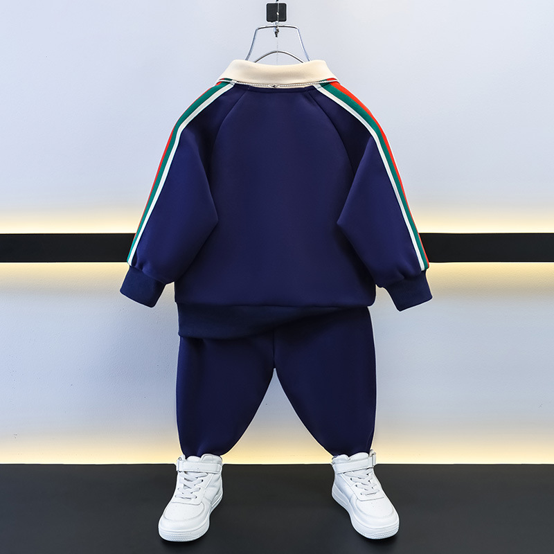 6466 ropa para niños traje de suéter para niños modelos de primavera y otoño 2025 nuevo estilo fresco y guapo ropa de otoño para bebés marca de moda deportiva para niños