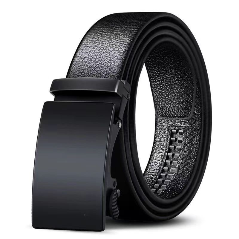 Men's Unbranded Belt for Young and Middle-Aged Men, Business, Fashion, Casual, Automatic Buckle Leather Belt, Trendy Square Buckle