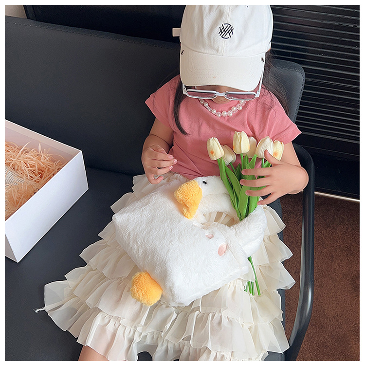 New plush and funny poached egg portable chain crossbody bag, cute and simple children's single-shoulder bag undefined