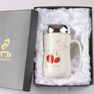 Ceramic Cup with lid mirror Cup creative household water Cup cartoon mug advertising gift Cup customization wholesale