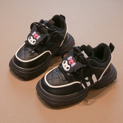 2024年冬季新款兒童運動鞋女童加絨運動鞋韓版時尚卡通兒童老爹鞋