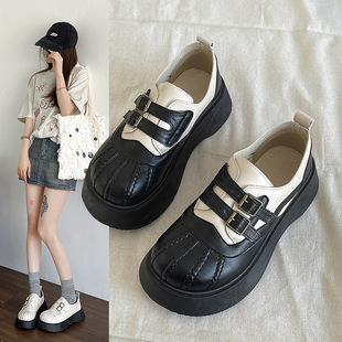 British Style Platform Platform Big Head Small Leather Shoes Women's Spring and Autumn Single-layer Shoes 2025 New Elevated Mary Jane Loafers