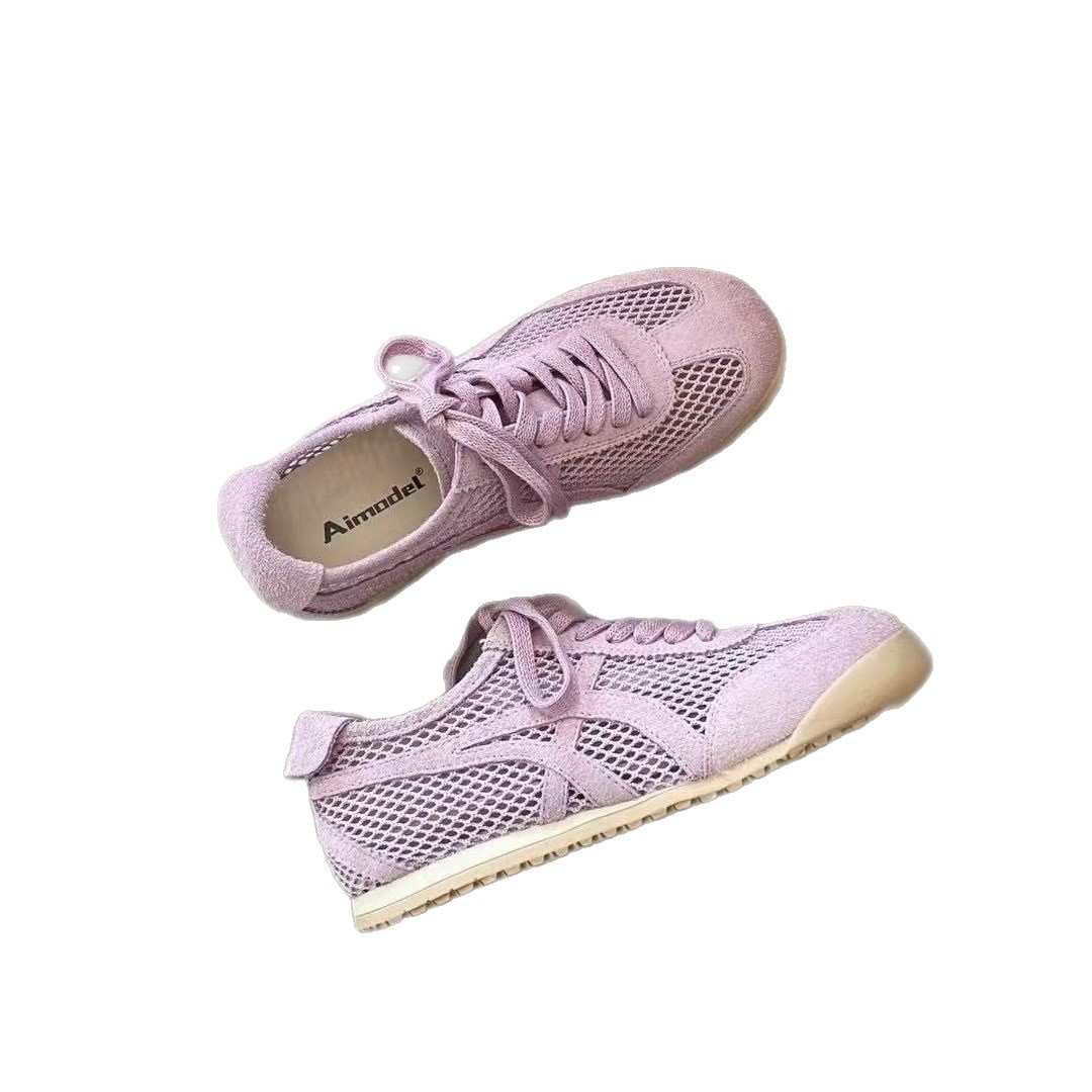 Zapatos de plataforma para correr de suela gruesa de fondo plano deportivo de ocio transpirable, estilo fino de verano, malla de fondo suave de una sola malla, zapatos de entrenamiento de Forrest Forrest para mujer