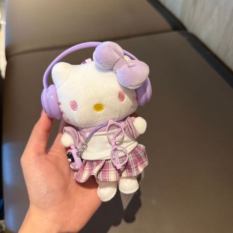 正版三丽鸥hellokitty包挂件钥匙扣毛绒公仔挂饰耳机款凯蒂猫礼物|undefined