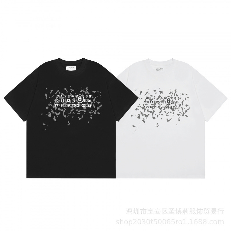 クロスボーダー メゾン マルジェラ マルジェラ デジタル プリント MM6 ピュアコットン 高品質 メンズ Tシャツ レディース 半袖 トレンド|undefined