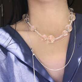 天然白水晶大小串珠百搭手工制作潮流个性原创设计锁骨链气质饰品
