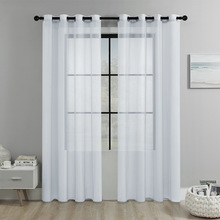 跨境纯色打孔特丽纶半遮光窗帘窗纱客厅飘窗阳台装饰窗纱SHEIN