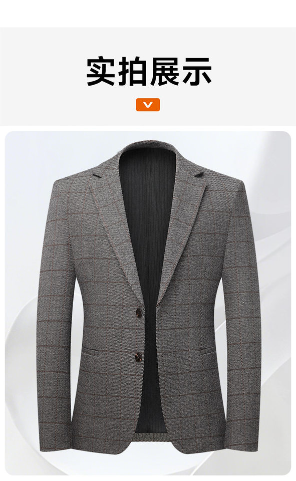 Áo vest nam dáng ôm phong cách Hàn Quốc, chất liệu dày dặn co giãn không cần ủi, họa tiết kẻ sọc — lưới cà phê chi tiết 13
