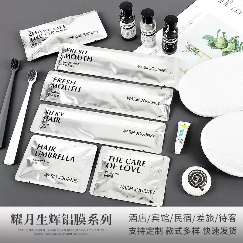 Disposable set for hotel, slippers, toothbrush, toothpaste