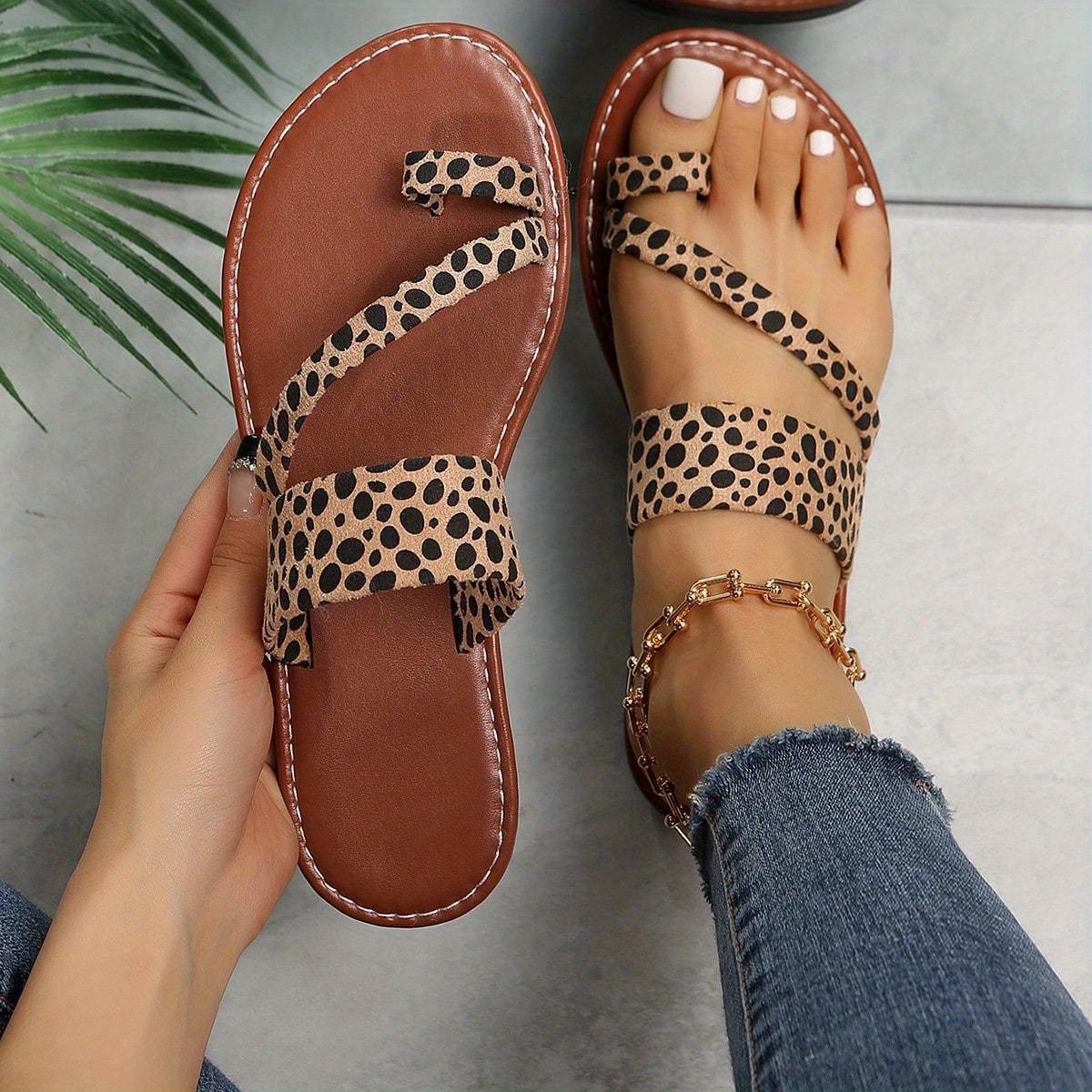 Leopard Print Flat Slides Women's Leopard Print Flat Zapatillas planas