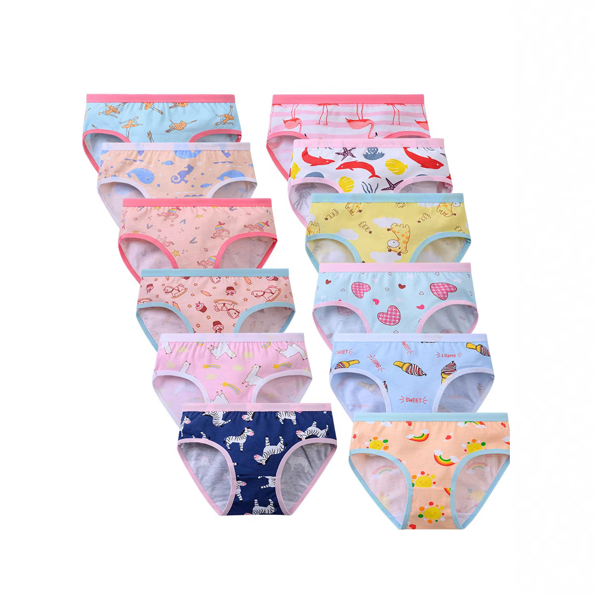 Cross-Border Children's Underwear for Girls, Triangle Style, Amazon Bestseller, 100% Cotton, Floral Pattern, Cross-Border Children's Underwear