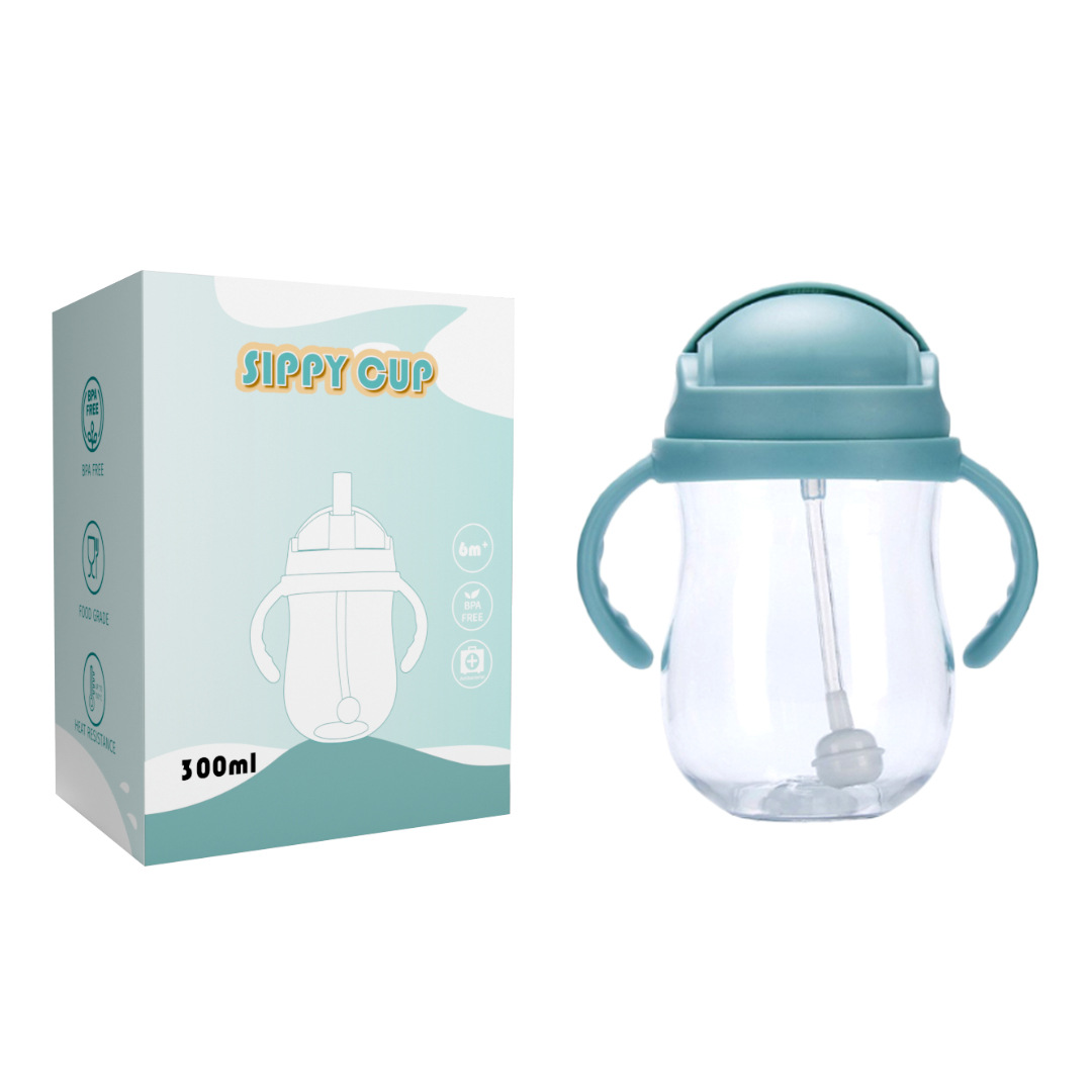 Vaso con Boquilla Tritan, Azul, 300ML - Empaque en Caja de Color Inglés