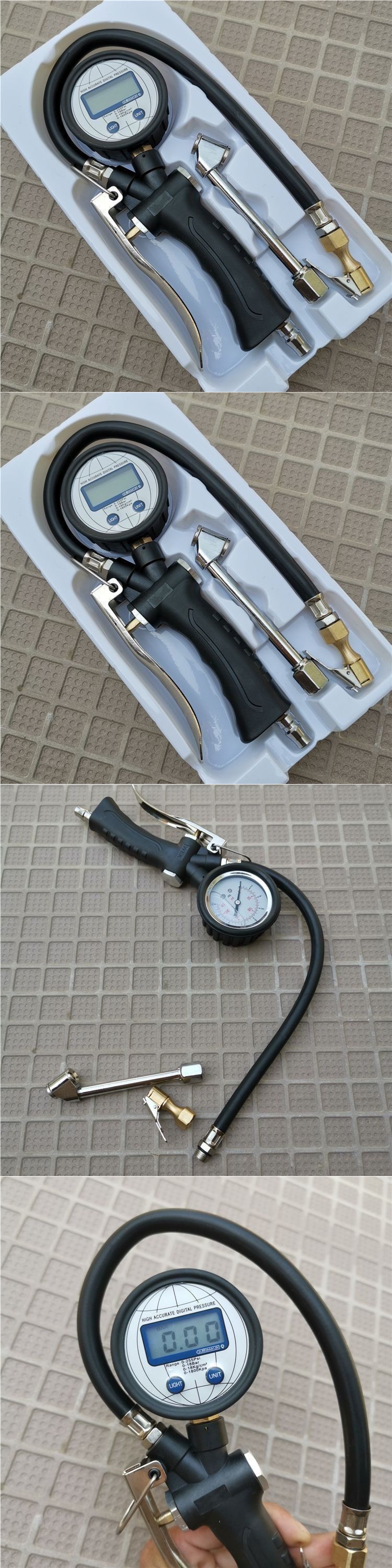 High-precision digital tire pressure gauge with inflation function, car air pressure monitor, and air pump