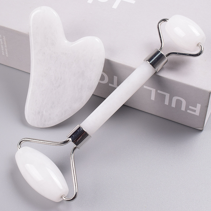 白玉滾輪按摩器玉石刮痧板 白玉心形刮痧片凹形美容刮痧按摩片S形