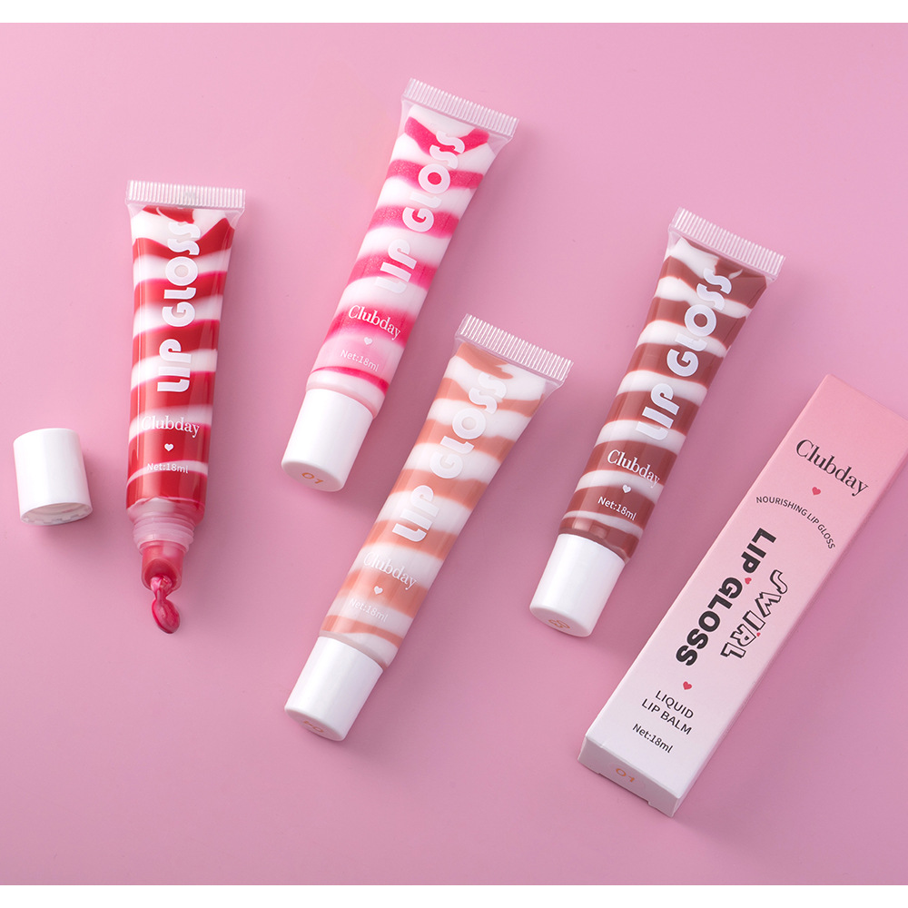 Clubday Soft Tube pearlescent Fine Sparkling spiral fruit-flavored lip gloss is easy to color and available in 4 colors undefined