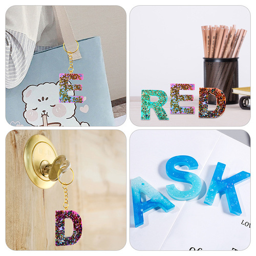 Manufacturer wholesale alphanumeric glue mold DIY English letter pendant front and back digital silicone mold