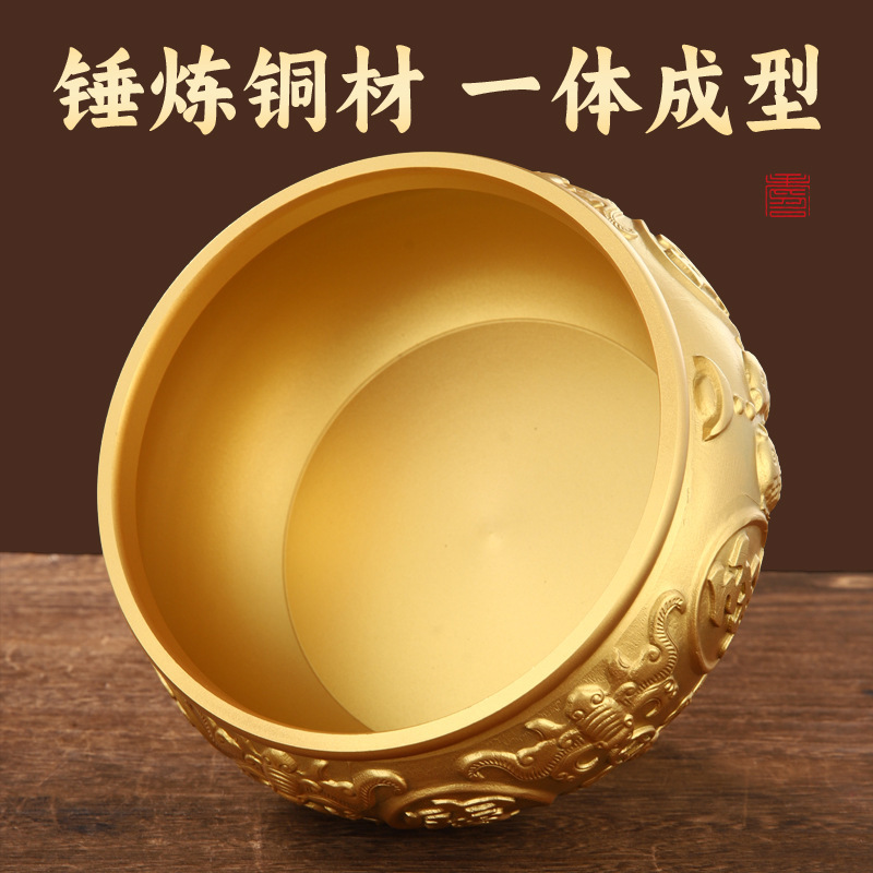 聚宝盆摆件琉璃紫火纯黄铜家用存钱罐客厅店铺开业礼品八方来财|undefined