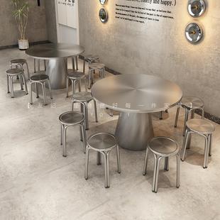 J8 Industrial Style Barbecue Stainless Steel Foldableable Food Stall Rice Noodles Night Market Round Stool Snack Bar Spicy Hot Table and Chairs G3