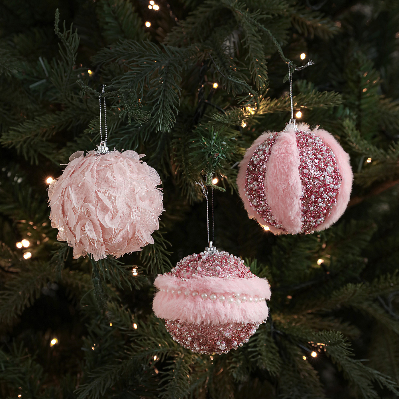 Nueva bola de espuma de peluche rosa pétalos de Navidad bola de Navidad árbol de Navidad colgante colgante ambiente diseño accesorios DIY
