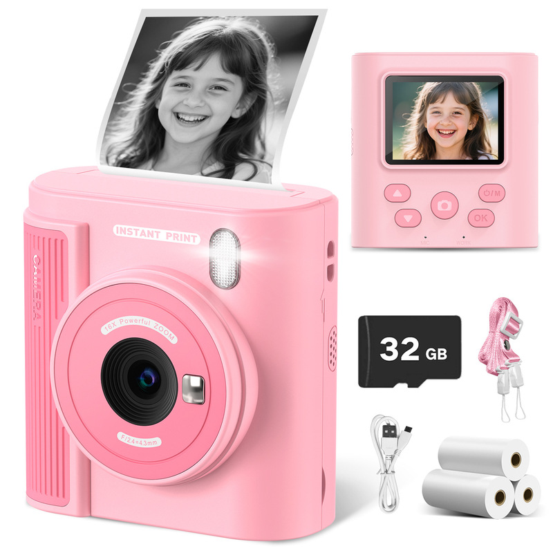 Children's Instant Print Camera Cute Cartoon Mini Digital Camera Student Convenient Photo Toy P99