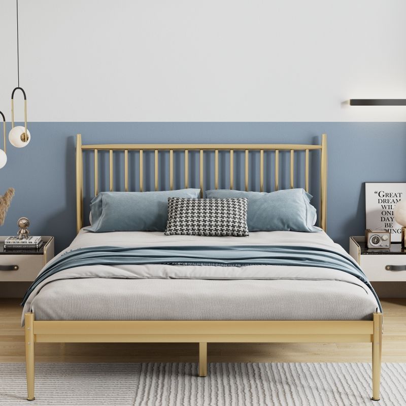 Cama de hierro de la celebridad de Internet dorada de estilo europeo simple Cama de hierro engrosada Cama de hierro doble individual de 1,5 m