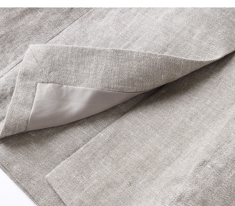 Áo vest nữ dáng suông thanh lịch cổ vest một hàng cúc dài tay — Xám lanh nhạt chi tiết 17