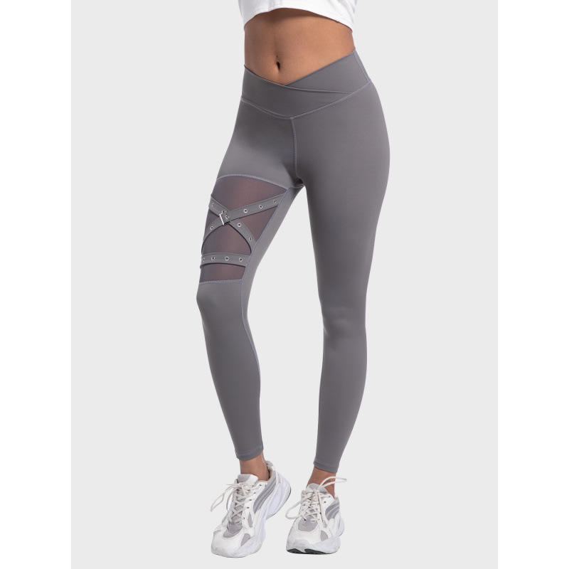 Cross-Border Tk Women's Sports Fitness Casual Wear Mesh Cross-Waist Yoga Pants Leggings Cross-Border Tk Women's Sports Fitness Casual Wear Mesh Cross-Waist Yoga Pants Leggings