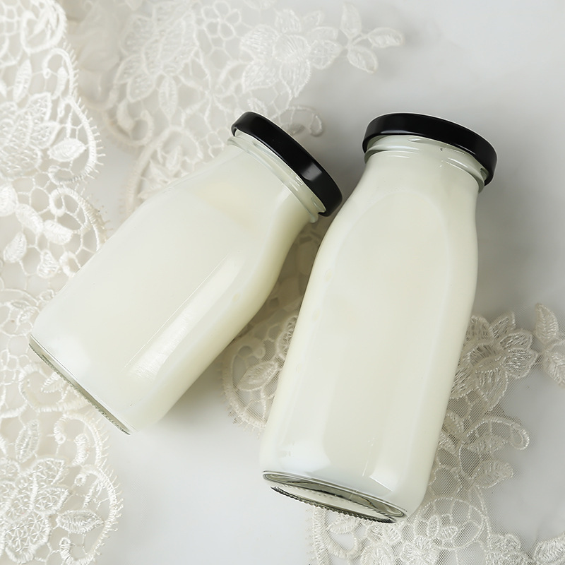 Botellas de vidrio para leche, botellas para leche fresca, vasos para yogur, varias especificaciones, botellas de vidrio transparente y grueso para leche, botellas dispensadoras de yogur