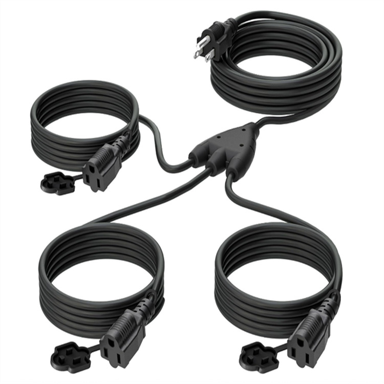 1至3分路器延长线3爪插头带3个扩展插座带室内和室外防风电源线
