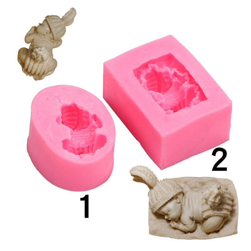 En stock al por mayor tridimensional acostado dormir Bebé forma fondant molde de silicona DIY decoración del coche aromaterapia yeso