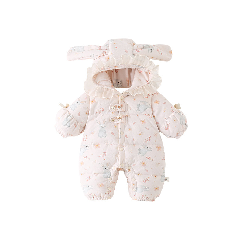 등산 의류 겨울 퀼트 코튼 베이비 슈퍼 귀여운 한 살짜리 생일 원피스  등반 의류