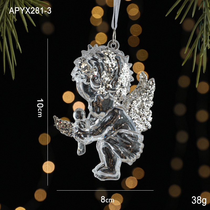 クリスタル質感Swanlaceアクリルキラキラ透明雪クリスマスツリーペンダント鈴装飾品|undefined