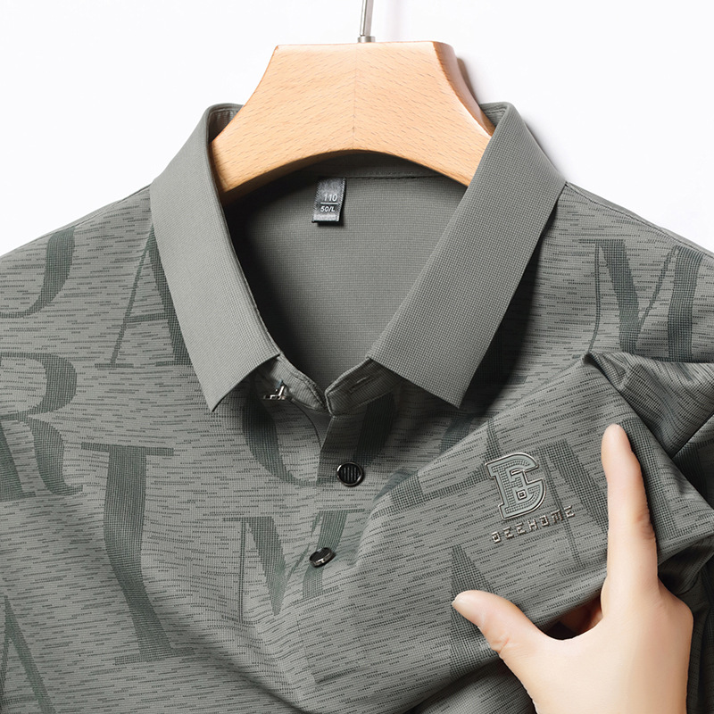 Short sleeve T-shirt men's 2025 summer new seamless middle-aged men's lapel casual half sleeve POLO a generation of hair