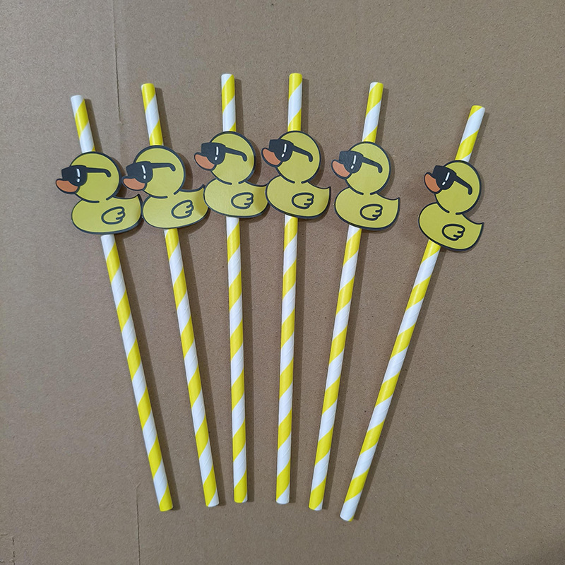 Antecedentes transfronterizos gafas patitos lindos patos frescos paja desechable postre fiesta decoración paja
