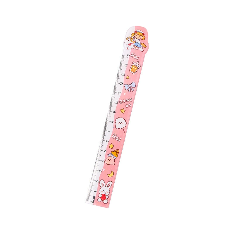 Acrylic cartoon ruler for students, cute stationery for teaching maths