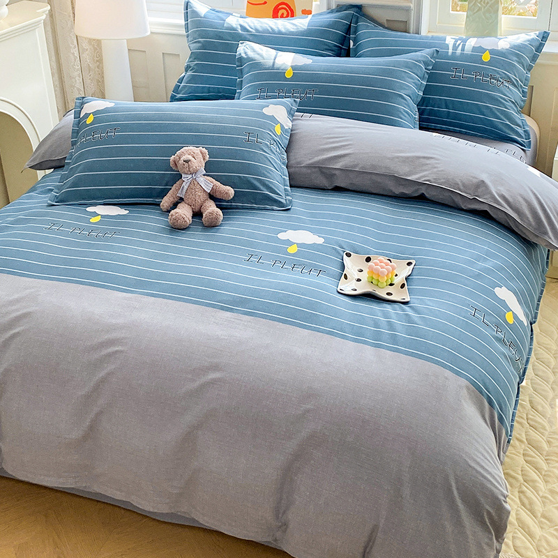 2025 ropa de cama de cuatro piezas de algodón de nuevo estilo ropa de cama de algodón funda de edredón ropa de cama de tres piezas de una sola cama doble