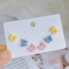 Earrings, cute universal silver needle, set, Korean style, silver 925 sample, simple and elegant design