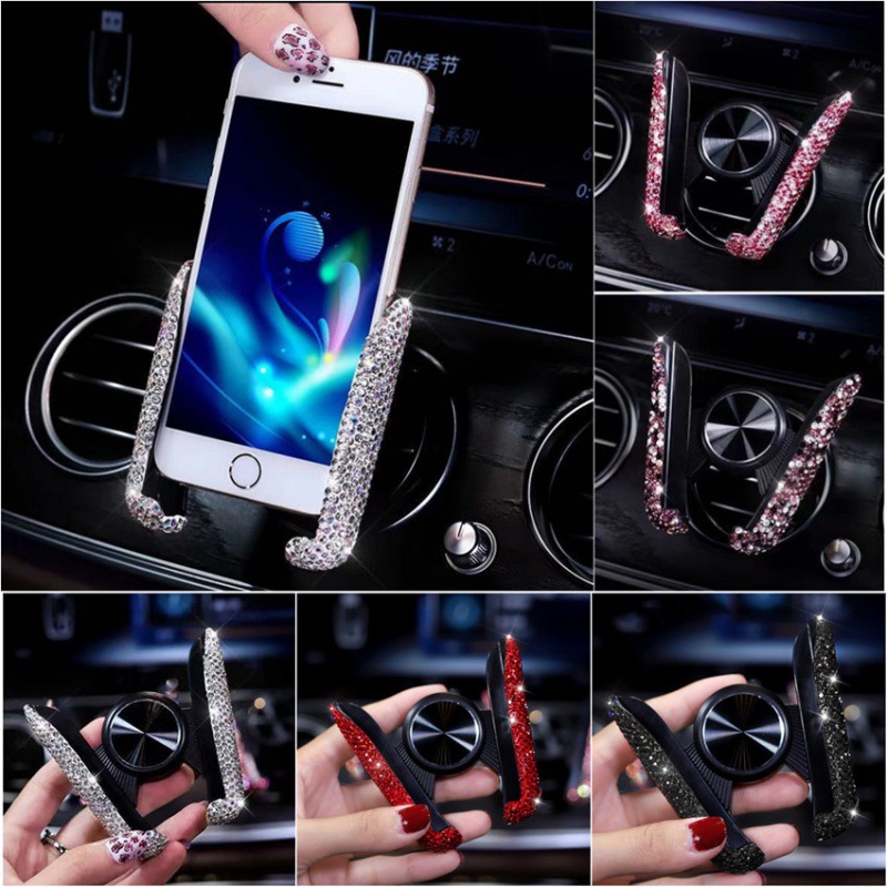 Car phone holder 2023 new model car mount navigation anti-shake support bracket, in-car air vent fixed with diamonds
