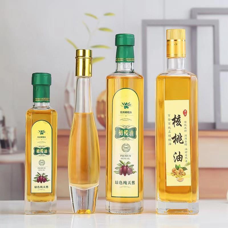 橄榄油瓶晶白料亚麻籽玻璃瓶麻油瓶山茶油瓶油瓶批发商家推荐跨境