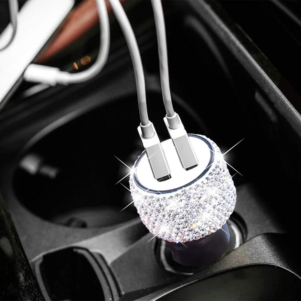 Car Charger Fast Charging Dual Usb One To Two Multifunctional Metal Car Charging Head Diamond Hammer Car Charger