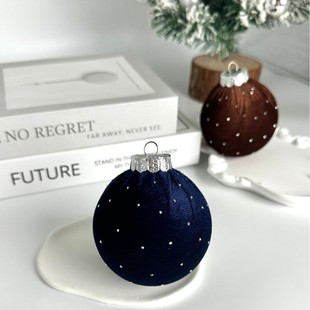 2025 New Style Dotted Gold Silk Plush Swan Flocking 8cm Christmas Ball Accessible Luxury Christmas Decoration Ball Velvet