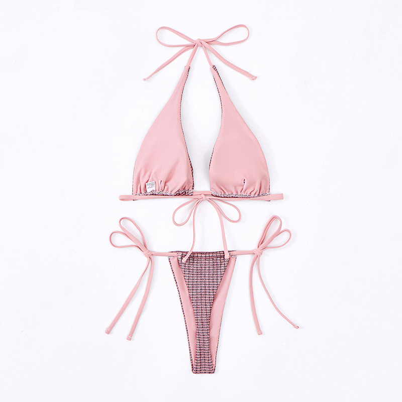 210g Weight Sexy Feel Of Sensation Low Waist Panties Waist Bikini Panties Style Bra&Panty Set Bra Category Polyester Fabric Type 2 Pieces Set Quantity Swimming Pool, Beach Occasion Stripe, Solid Color Pattern Triangle Cup Bra Cup Women's Gender Women's Stripe Solid Color 2 Pieces Set Bikinis Swimwear 24