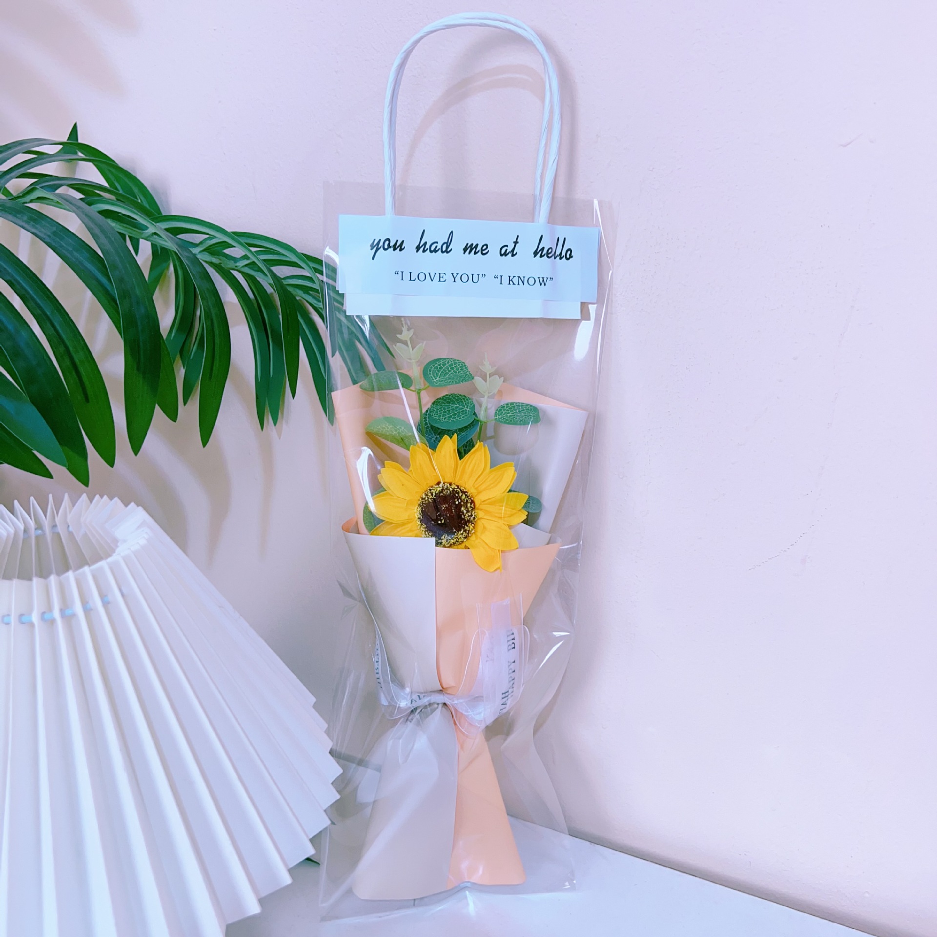 비누꽃 해바라기(주황색 포장) + 선물가방