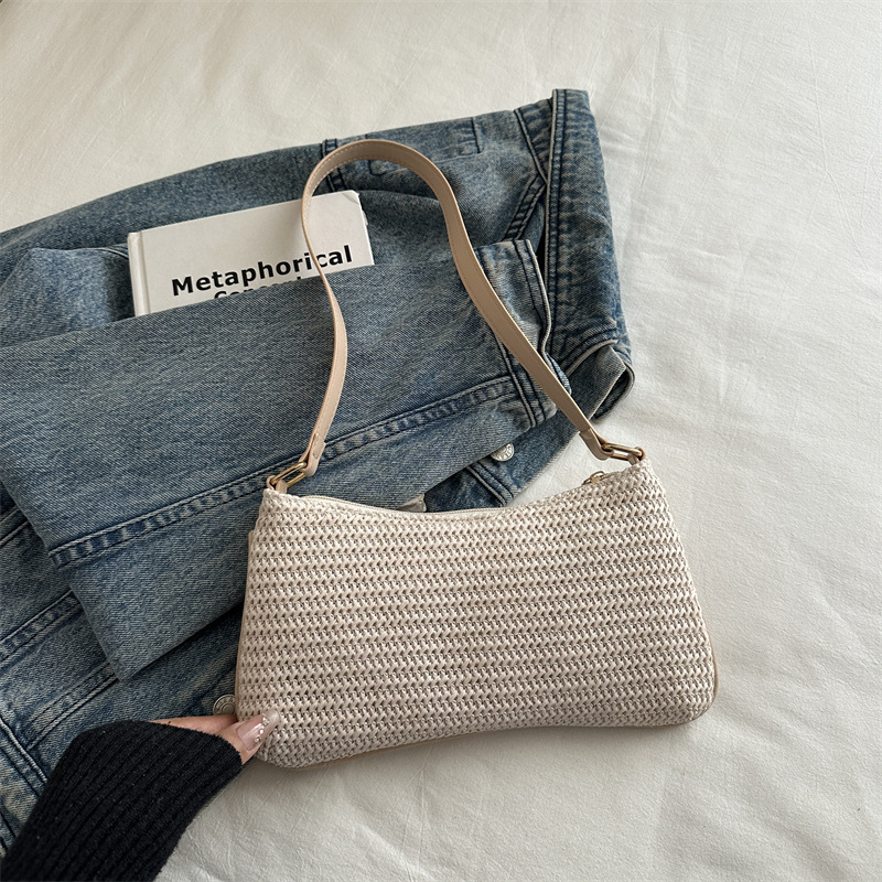 Bolsa de hombro de paja de mujer 2026 bolsas de verano de alta calidad bolsas de vacaciones bolsas de hombro de brazo bolsas de mujer