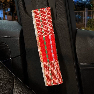 Car Seat Belt Shoulder Cover, Seat belt shoulder pad - red-striped-shoulder-pad-single