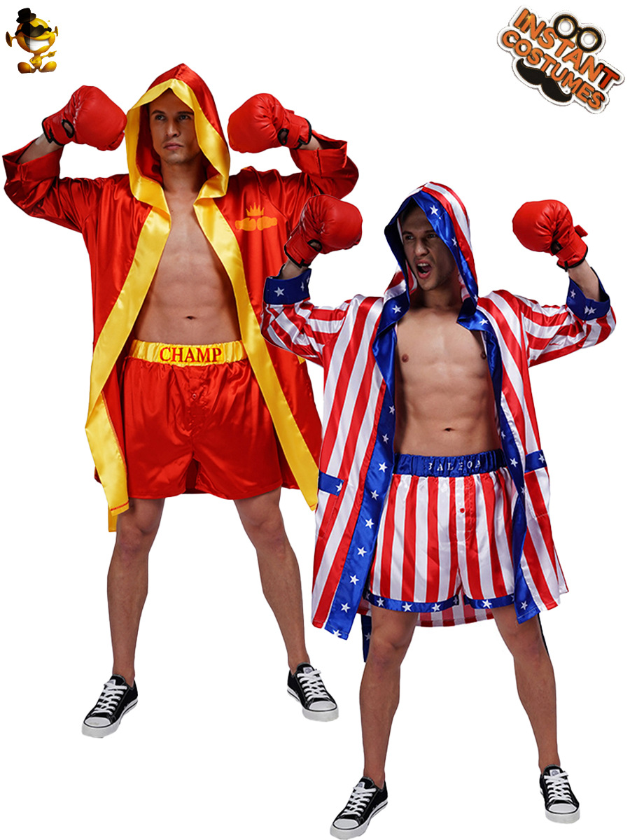 Halloween adulto boxeador de los hombres juego de rol traje de la etapa grande masculino boxeador partido rendimiento traje